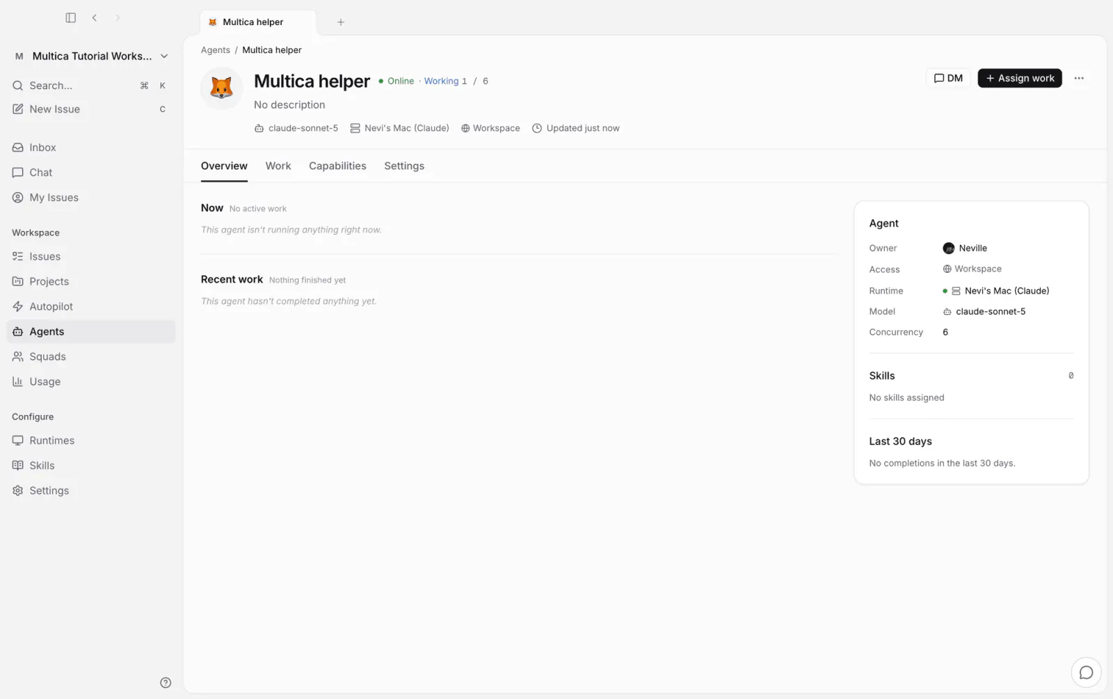 Agent detail: Agenthost helper online